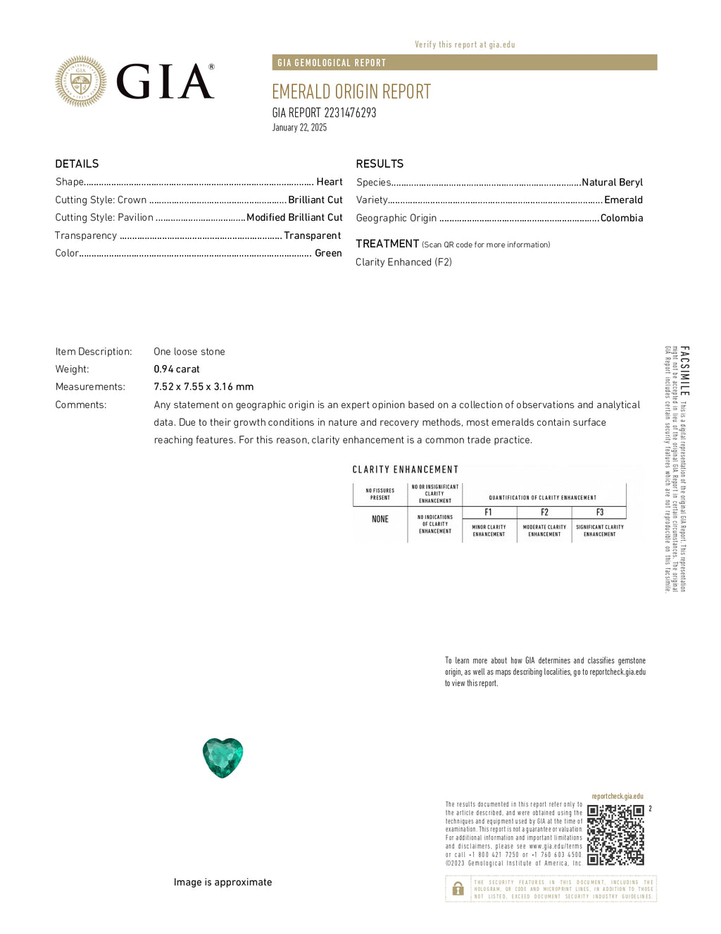 0.94 ct Heart Cut Colombian Emerald