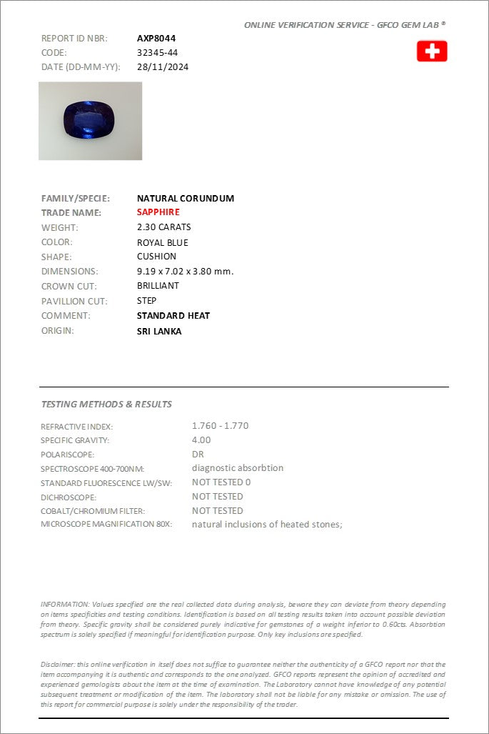 2.30 ct Cushion Cut Sri Lankan Sapphire