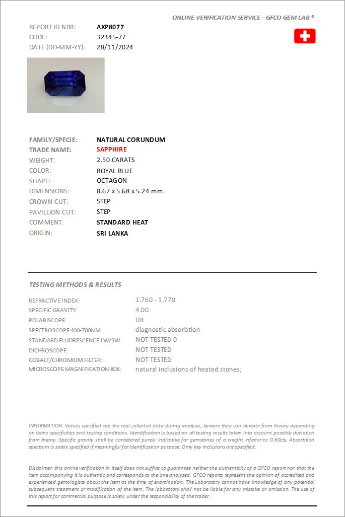 2.50 ct Emerald Cut Sri Lankan Sapphire