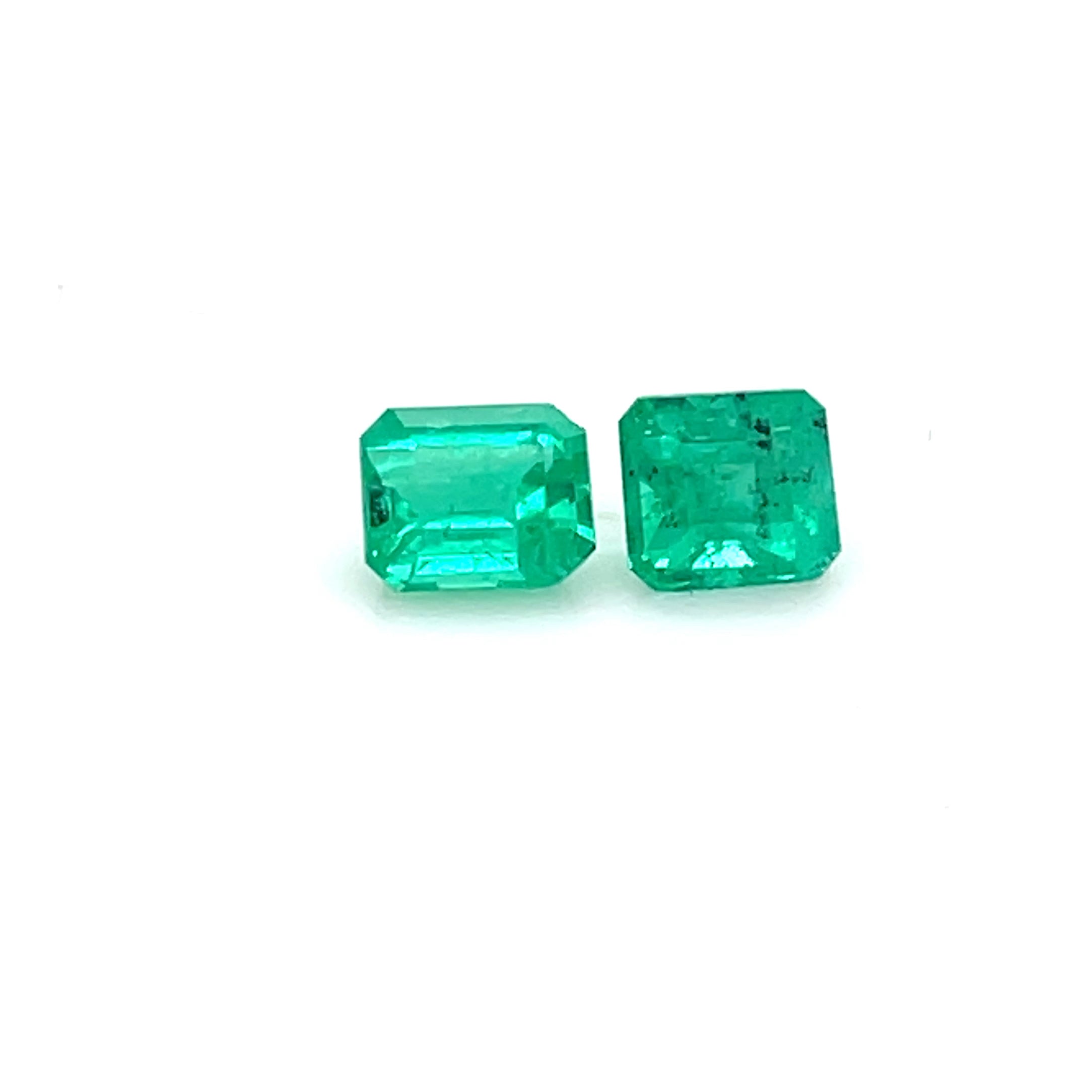 0.65 and 0.68 ct Emerald Cut Colombian Emerald