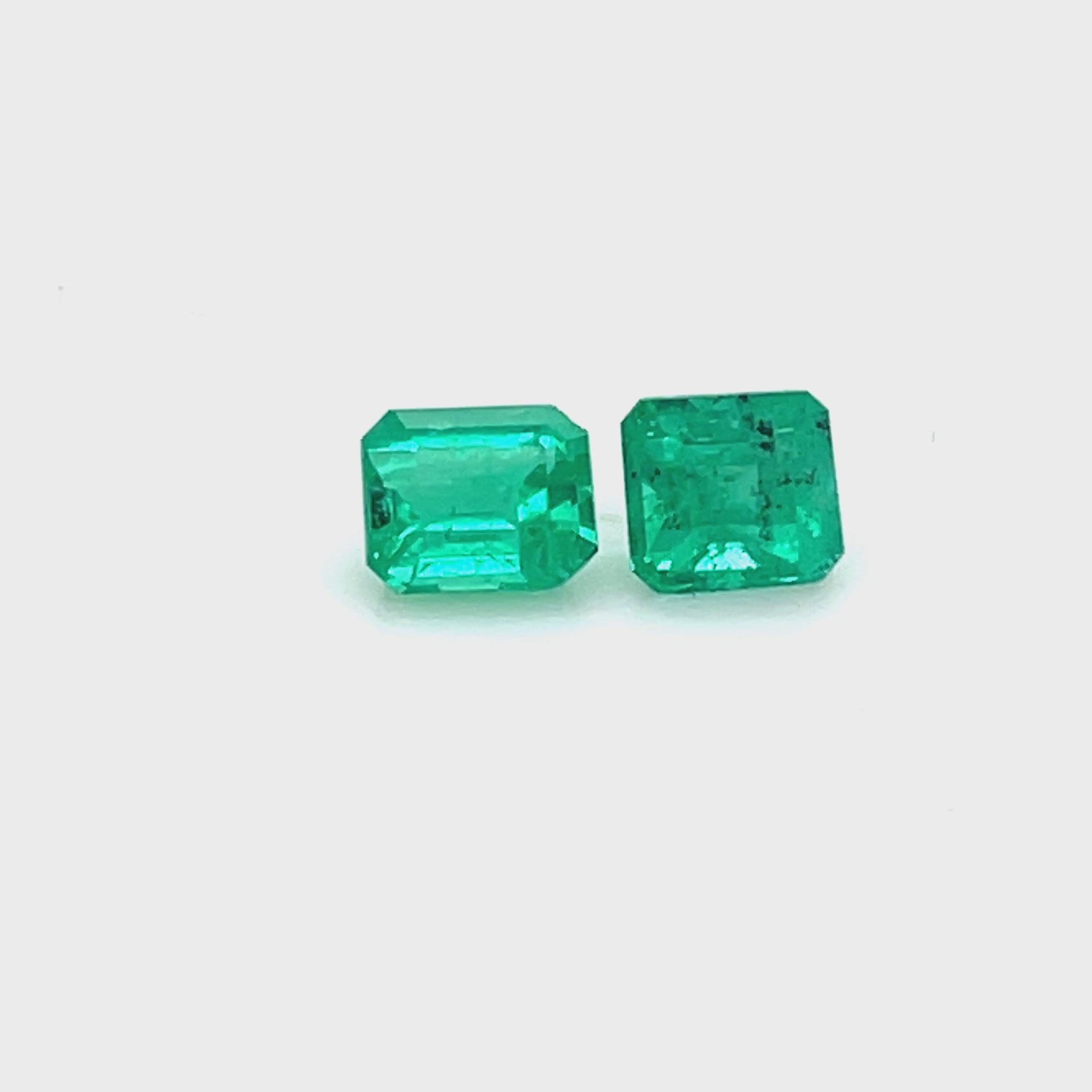 0.65 and 0.68 ct Emerald Cut Colombian Emerald